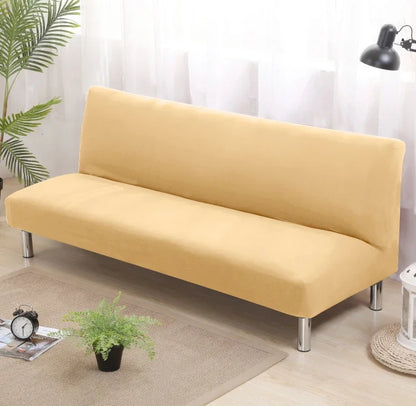 Armless Sofa Covers Elastic Solid Color Sofa Bed Cover Folding Seat Slipcover Dust-proof Stretch Couch Protector for Living Room