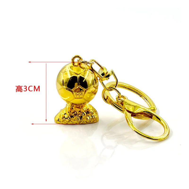 Football Trophy Metal Keychain Soccer Fan Collectible Pendant Gift