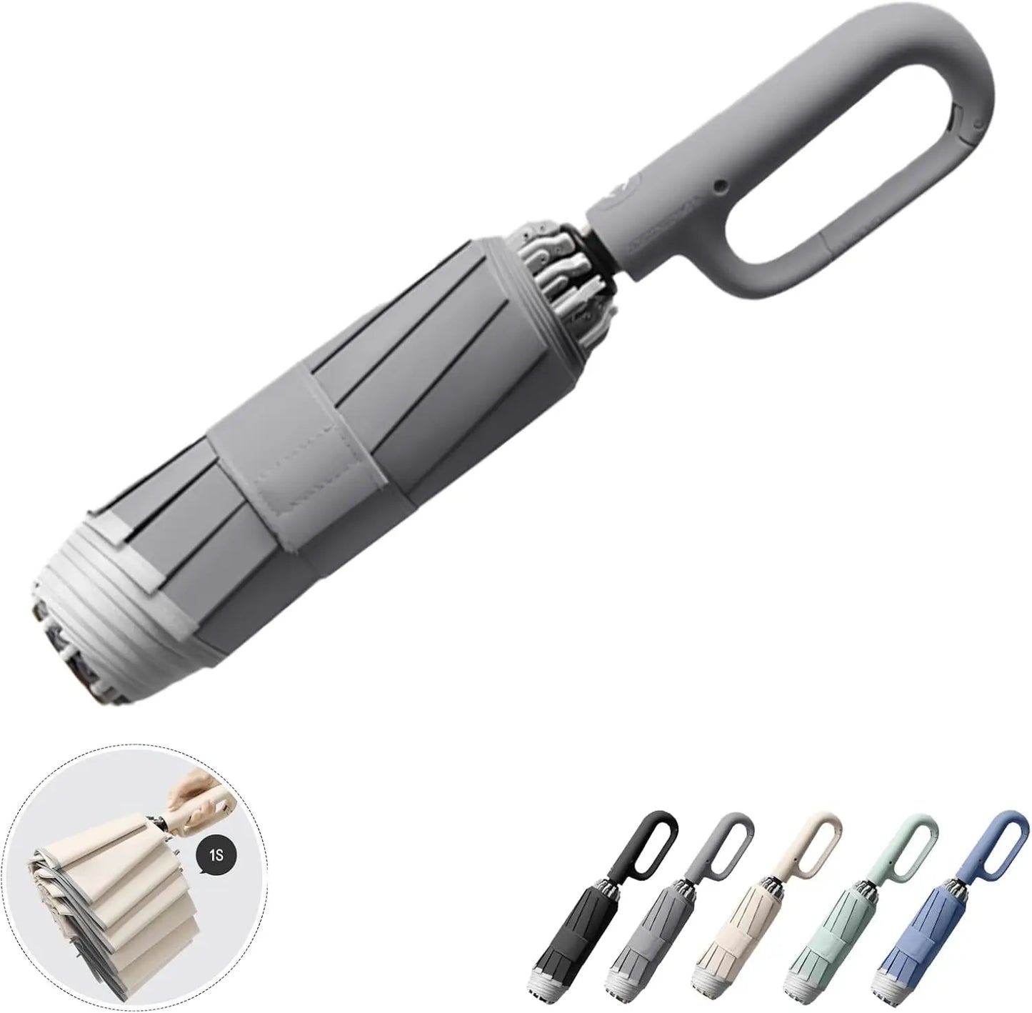 Ring Buckle Automatic Umbrella: Reflective Safety Strip，Reverse Folding, Lightweight Compact Travel Portable