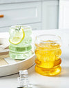 1/2pcs Beverage Glasses With Straws Glass Cups clear Ripple Drinking Glasses for Juice Beer Wine Champagne Cocktail 350/500ml