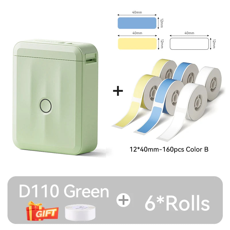 D110 Mini Thermal Label Printer, Bluetooth Portable Pocket Sticker Maker 12–15mm Inkless Label Printer for Home Organization