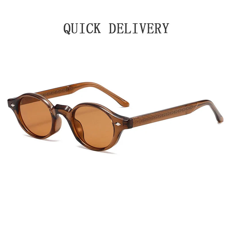 Vintage Oval Acetate Sunglasses With UV400 Protection