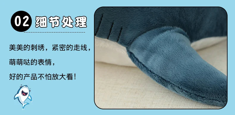 Colorful Shark Plush Stuffed Animal Soft Fish Pillow