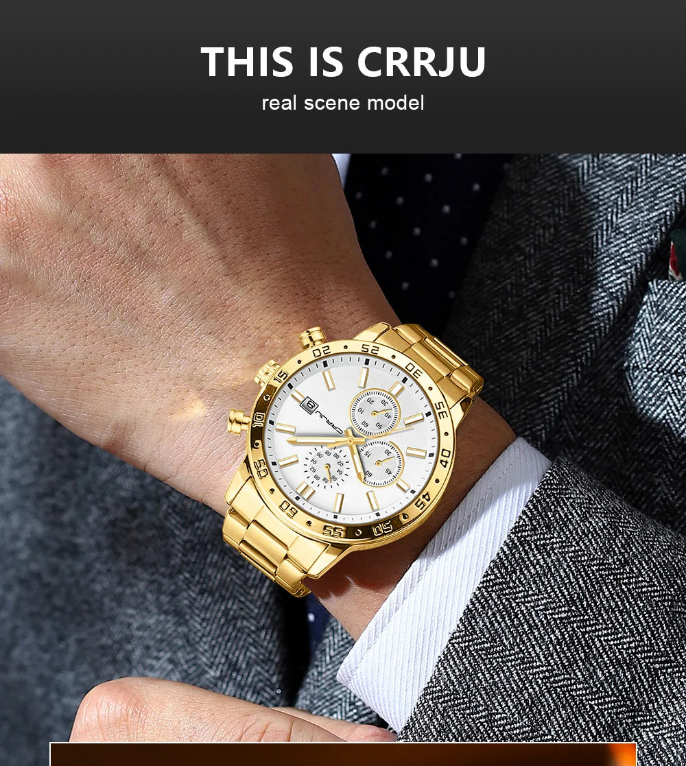 Fashion Mens Business Stainless Steel Band Quartz Watches with Calendar Chronograph Luminous Analog Wristwatch Man
