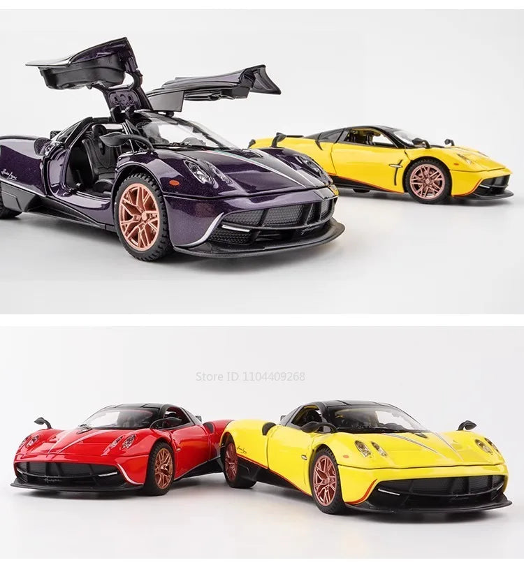 1:32 Scale Pagani Dinastia Huayra BC Car Model Toy Sound Light Gull Wing Door Alloy Diecast Supercar Models Boys Gifts
