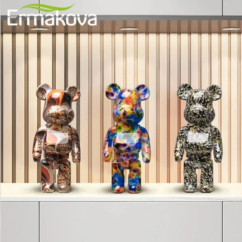 27cm Graffiti Bear Figurine Home Decoration Animal Statue Storage Money Jar Modern Room Sculpture Table Decor  Statues