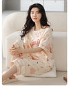 2-Pcs Women’s Cotton Pajama Set – Breathable Short Sleeve Summer Sleepwear with Cute Prints