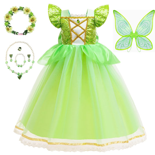 Fairy Green Sparkle Tulle Princess Dress with Bow