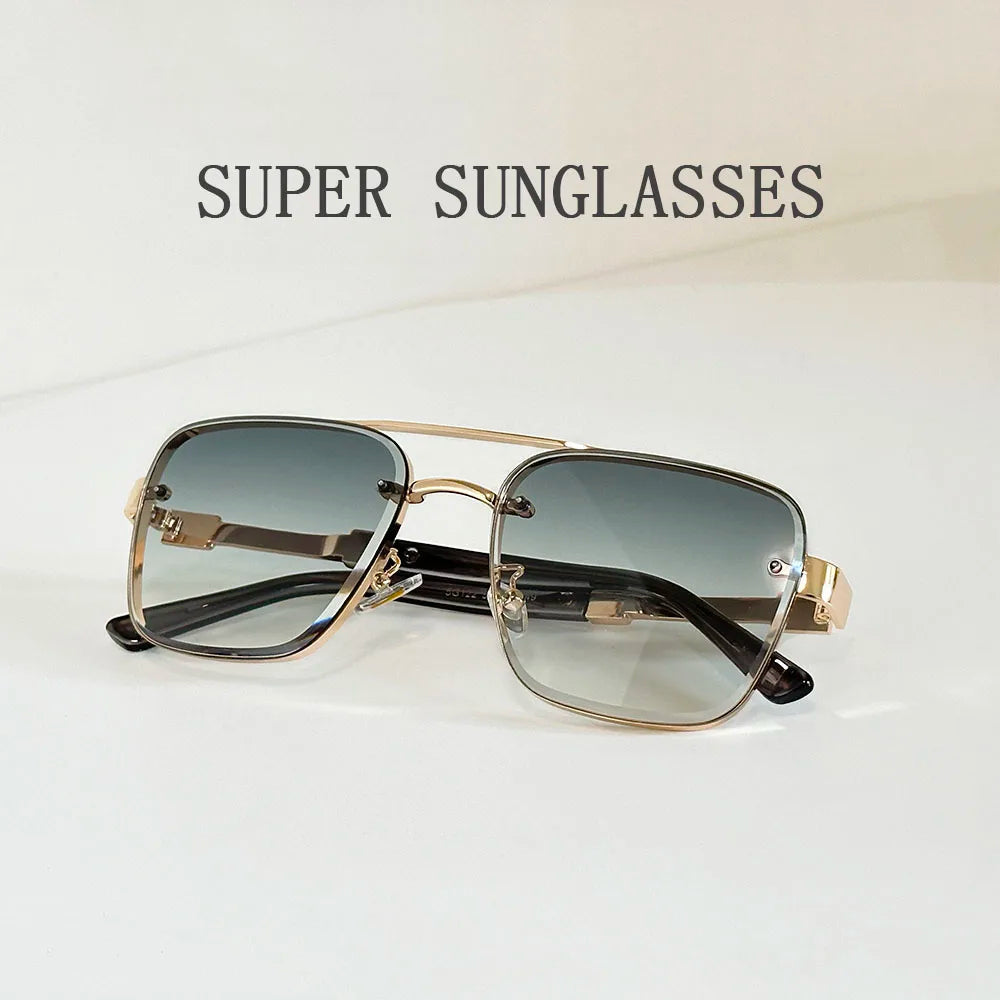 Square Alloy Frame Sunglasses With UV400 Protection