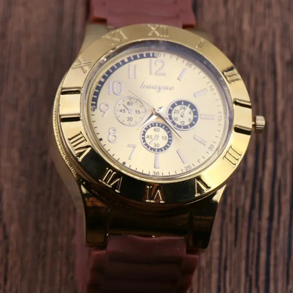 Silent Heating Wire Quartz Electronic Watch Lighter Metal Multifunction Cigarette Lighter USB Charging Silicone Watch Men's Gift