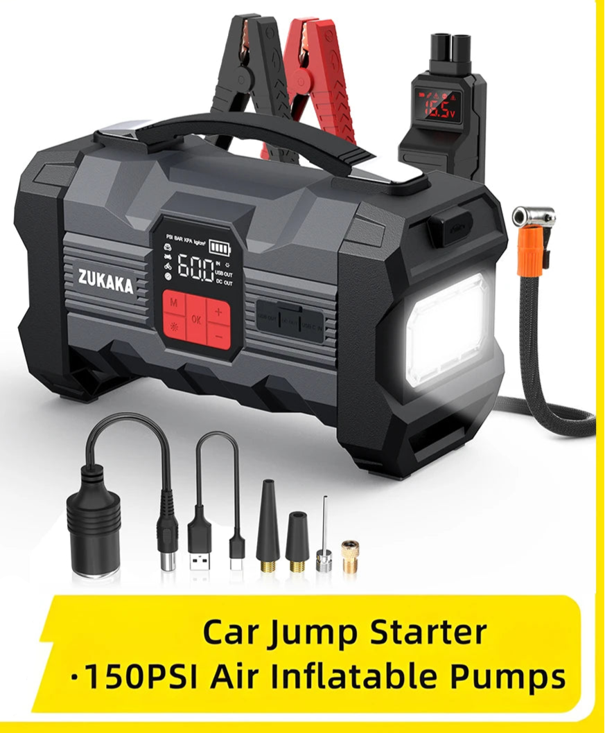 Car Jump Starter Power Bank Air Compressor Inflator Pump 4000A Portable Power Station Car Battery Charger Booster