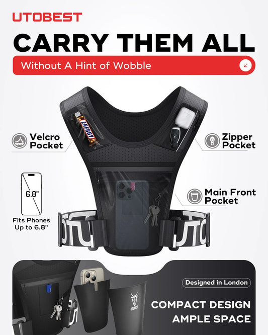 Lightweight Running Vest with Led Light Mobile Phone Bag for Training