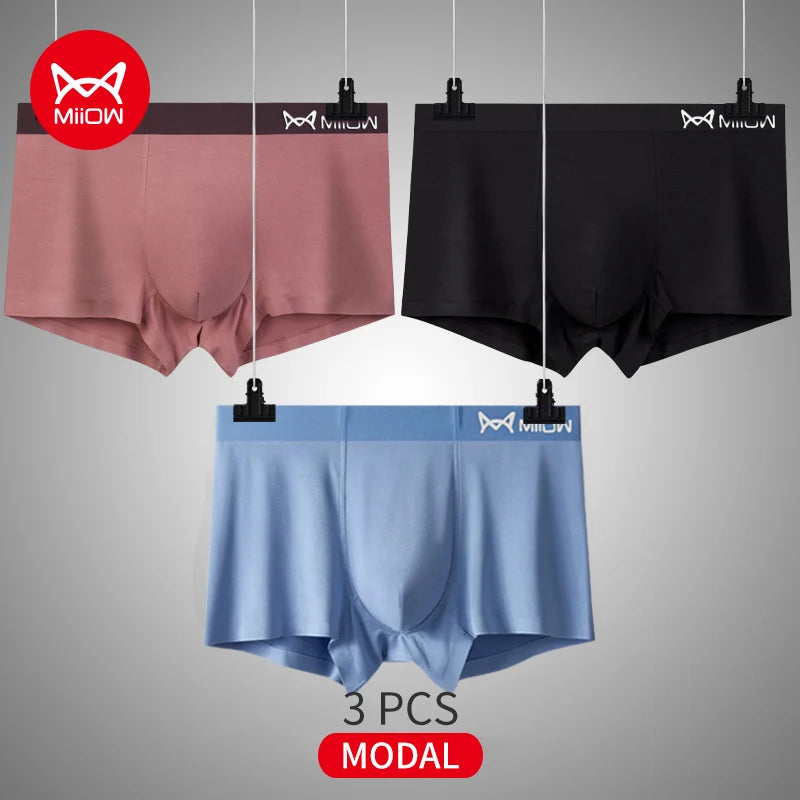 3-Pack Men’s Modal Graphene Boxer Shorts – Antibacterial Crotch, Comfortable Fit