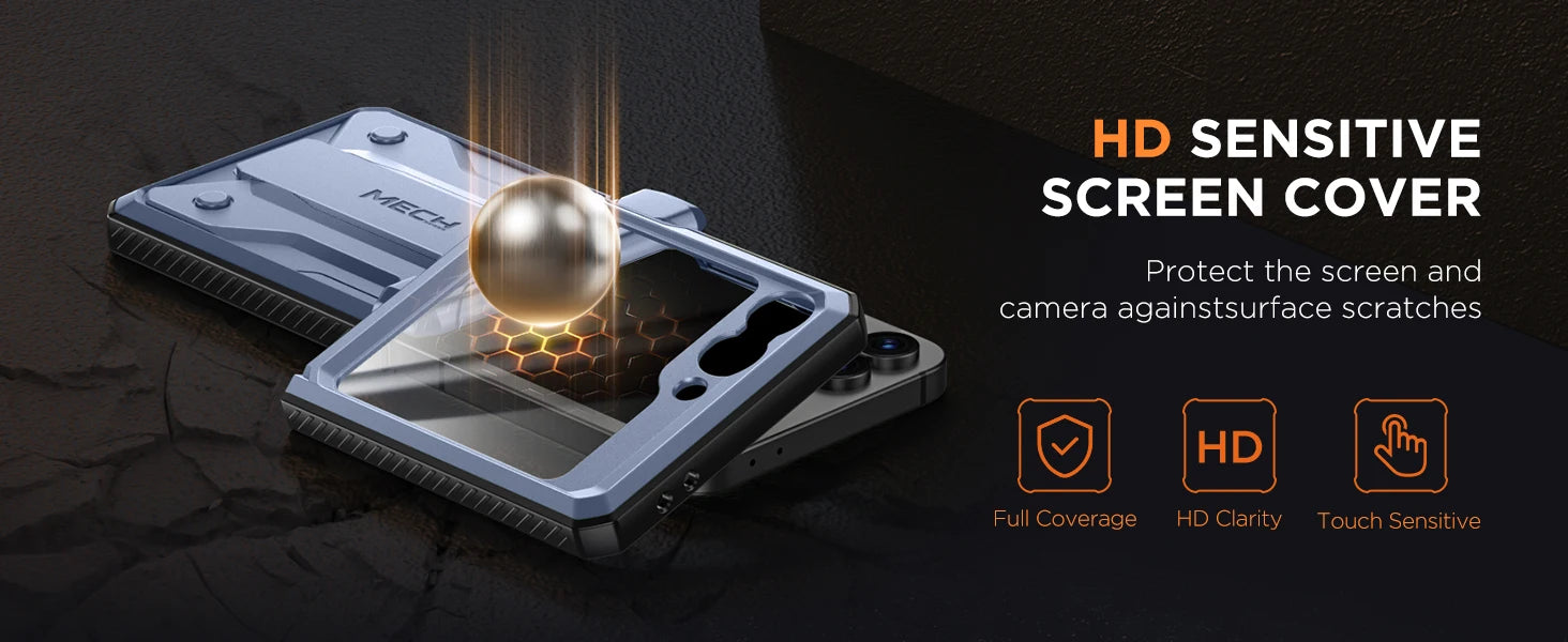 for Z Flip 6 Case with Kickstand Belt-Clip Hinge Protection Cover Screen Protector Military Grade Shockproof Phone Case