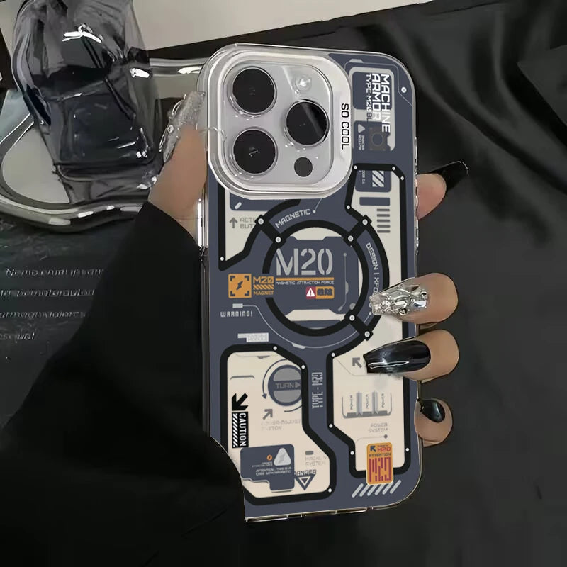 Phone Case For iPhone 16 15 14 17 Air Pro Max Shockproof Mecha-Style Graffiti Shockproof Cover