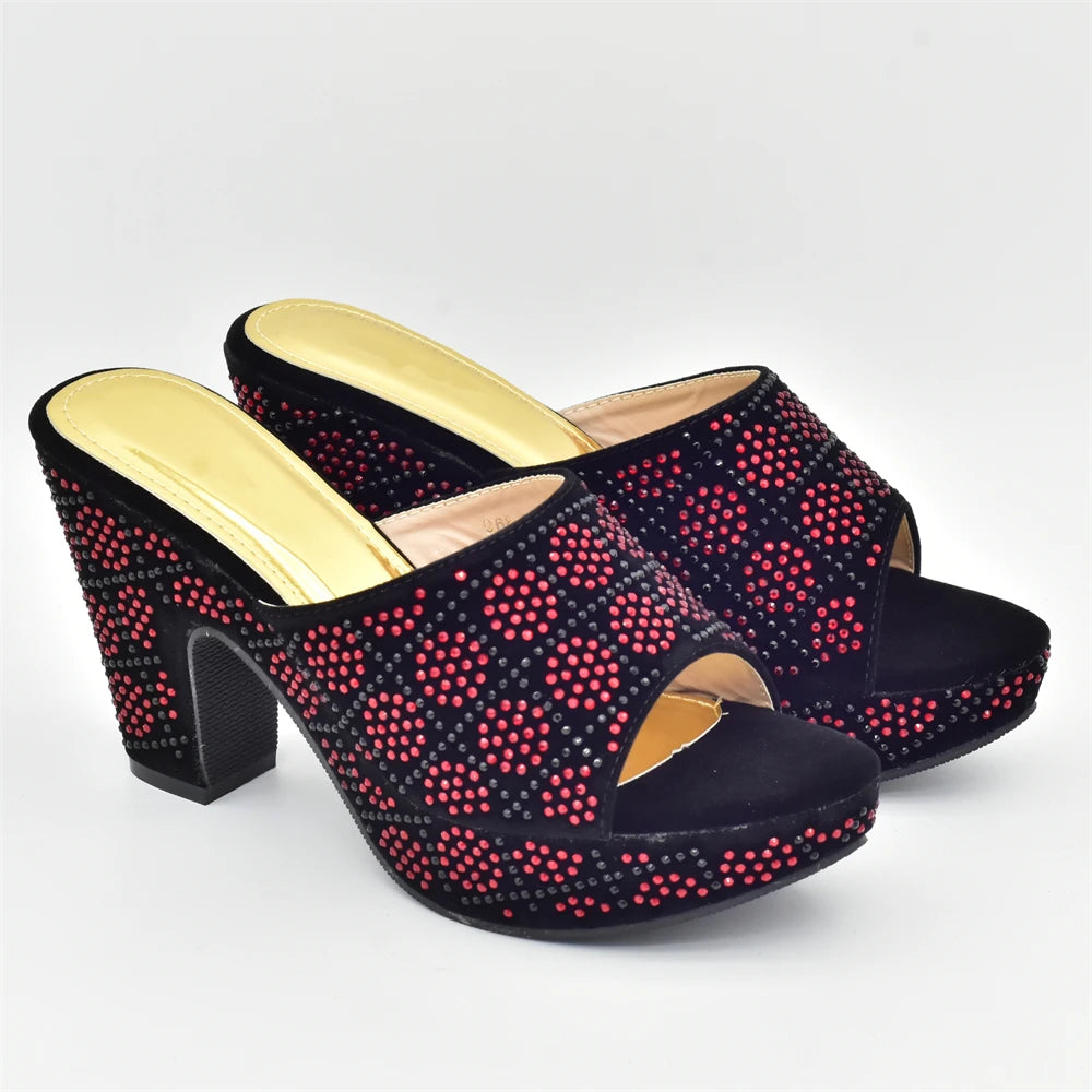 Luxury Designer Shoes Italian Shoe and Bags Matching Set with Rhinestone Women's Shoe New Trend Italy Shoe with Bag Set