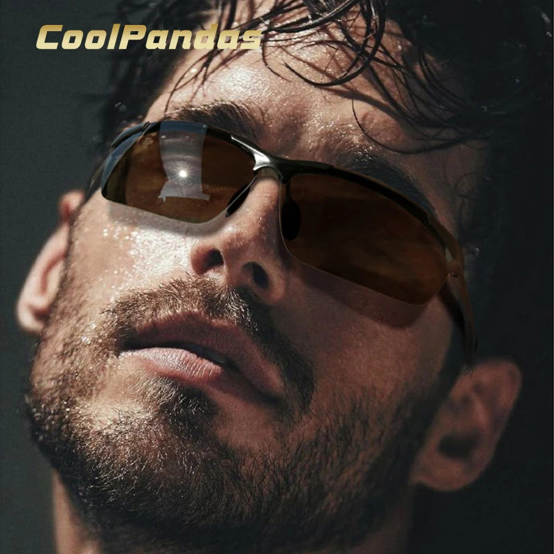 Aluminum Rimless Photochromic Polarized UV400 Day Night Driving Sunglasses for Men Women