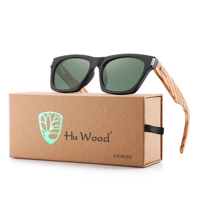 Zebra Wooden Square Sunglasses Polarizer Sun Glasses UV Protection