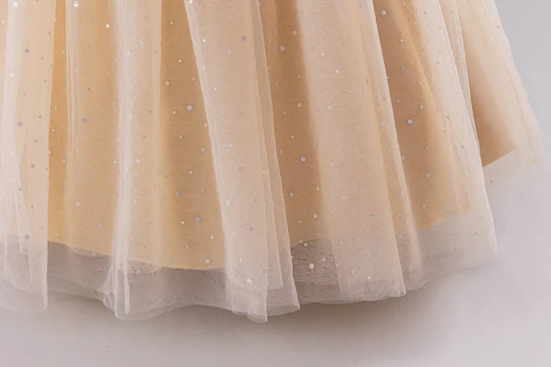 Girls Princess Dress - Fluffy Tulle Ball Gown with Bow Belt First Birthday Party Dress, Flower Girl Wedding Outfit