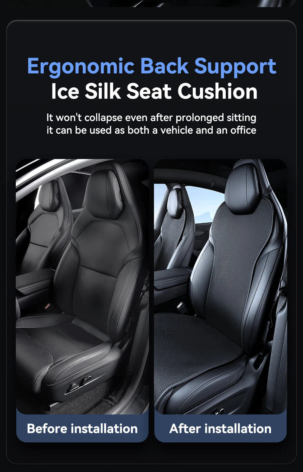 Tesla Model YL Juniper Ice Silk Seat Covers 11 Piece Set Breathable Four Season Seat Cushion Protector 6 Seat