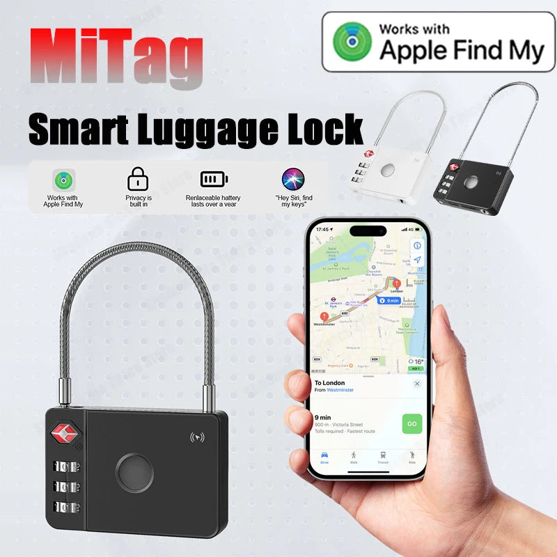 MiTag Smart Anti Lost Tracker For Apple Find My Bluetooth Global Position Systm Locator Ideal MFi Certified For Suitcases Wallet Travel Daily Use