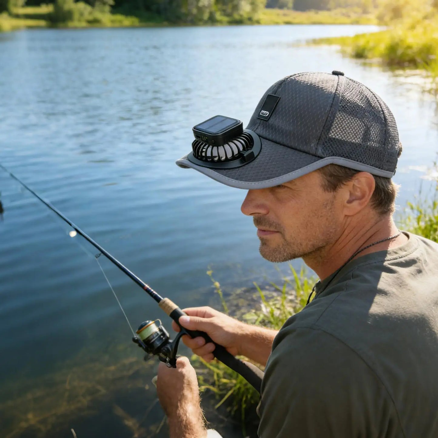 Wide Brim Solar Fan Hat With USB Charging