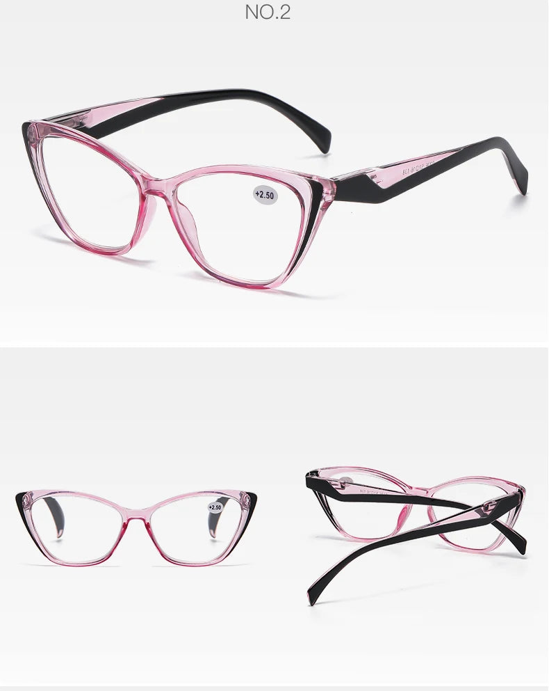 Retro Plastic Cat Eye Reading Glasses Cleat Lens Anti Blue Light Presbyopia Hyperopia Men Reading Eyeglasses +1.0 +1.5
