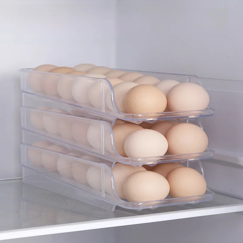 Portable Rolling Egg Storage Box – Kitchen Refrigerator Egg Holder Organizer Food Storage Container