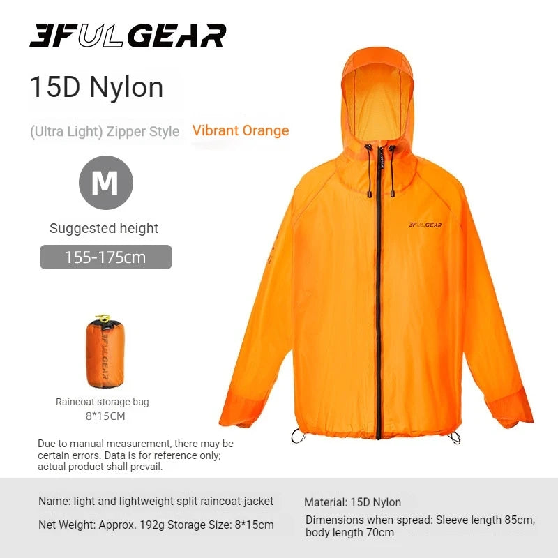 Lightweight Waterproof Hiking Rain Jacket and Pants Set with Hood