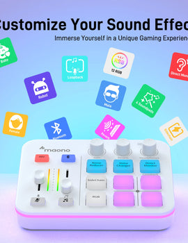 G1 NEO Gaming Audio Mixer,Streaming 4-Channel Custom Sound Effects RGB with XLR Microphone Interface,for GameVoice,Podcast