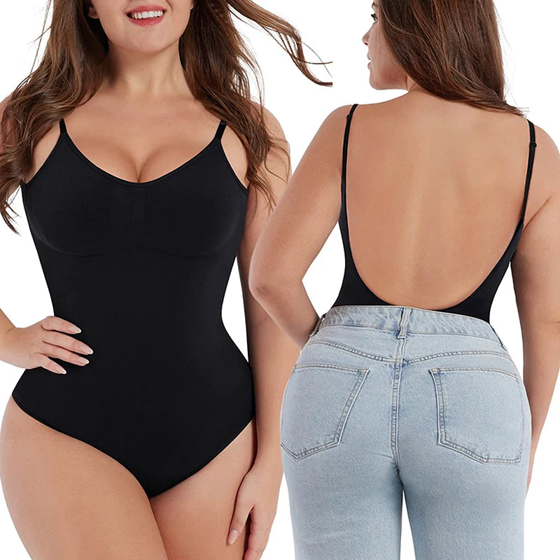 Women Backless Thong Bodysuit Shapewear – Tummy Control Slimming Corset