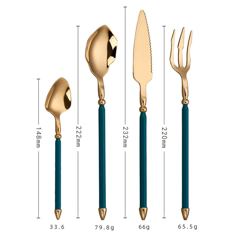 4pcs Upscale Cutlery Set 304 Stainless Steel Spoon and Fork Set Household Trident Kitchen Utensil Western Dinnerware Home Decor