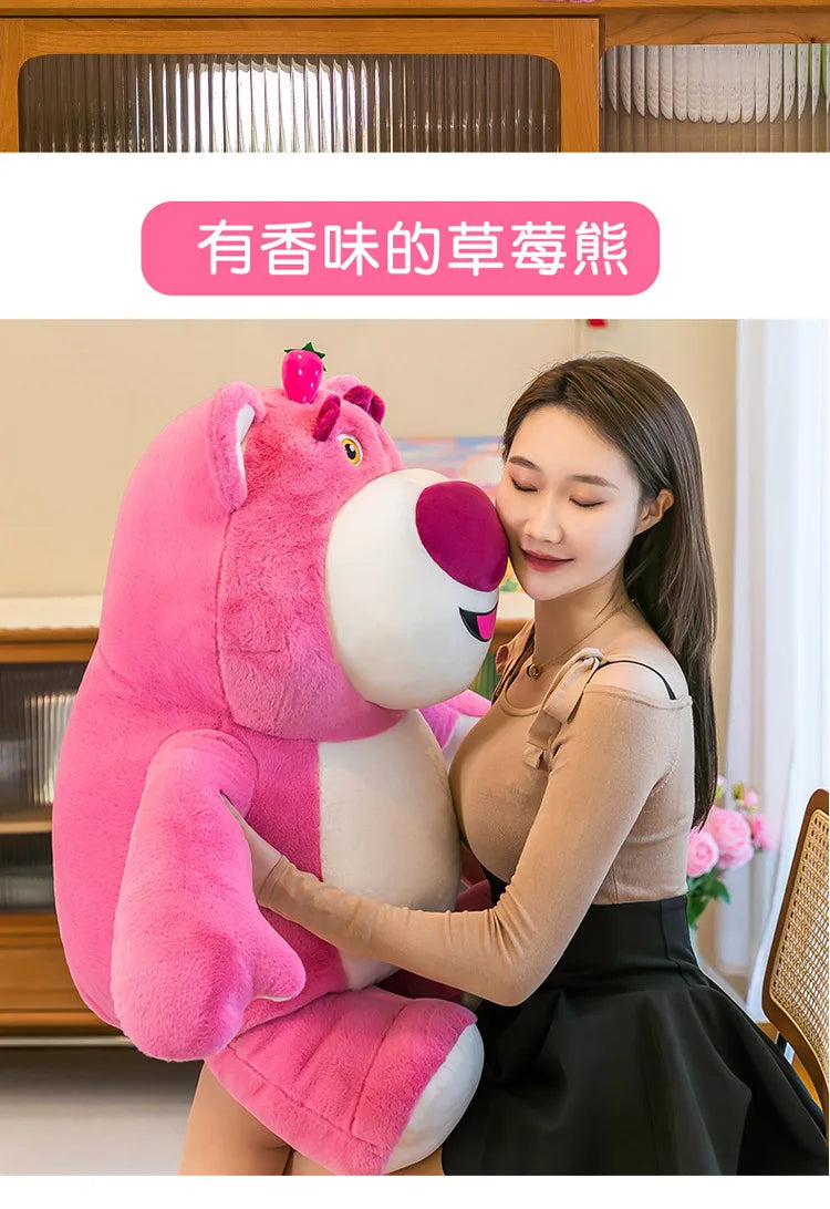80cm Kawaii Strawberry Bear Plush Toy Bia Size Lotso Stuffed Doll Large Soft Animal Kids Birthday Gift for Girls and Children