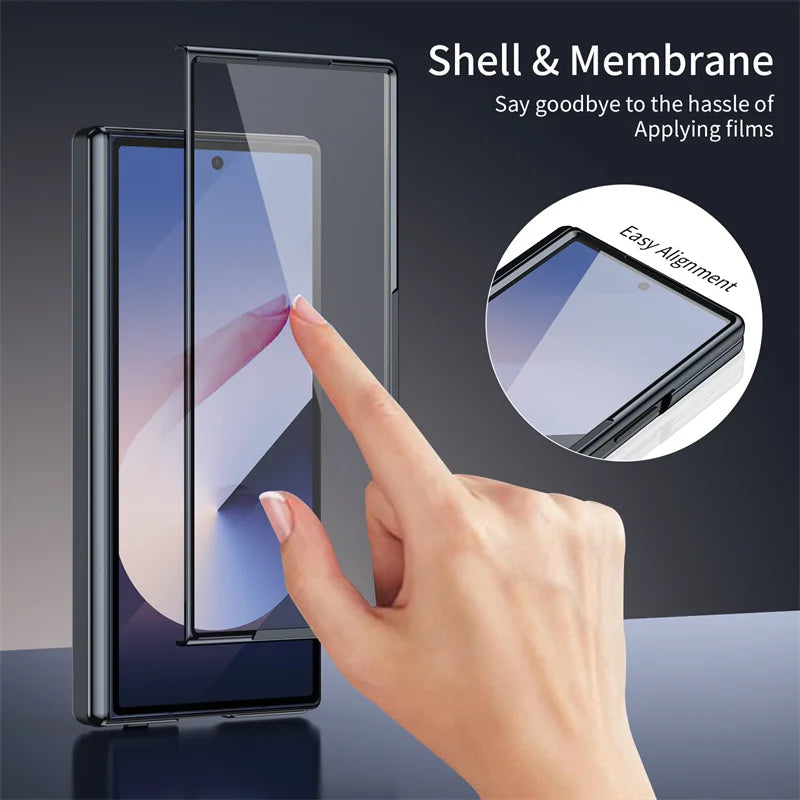 Plating Hard Shell Hinge Protection Phone Case for Samsung Galaxy Z Fold 6 5 4 3 5G Full Package Steel Film Protective Cove