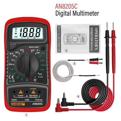 Digital Multimeter AC/DC Ammeter Volt Ohm Multimetro Tester Meter With Thermocouple LCD Backlight Portable