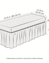 Stretch Long Bench Cover with Skirt Seersucker Ottoman Covers Elastic Piano Stool Protector Bedroom Bedside Footrest Slipcovers