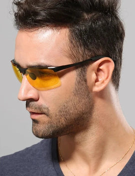 Men Aluminium Alloy Night Vision Goggles Safe Driving Women Polarized Sunglasses Men's Car drivers Glasses