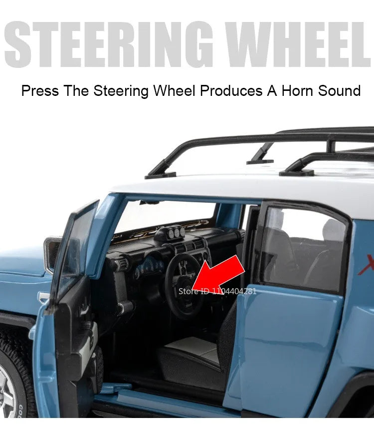 1:24 Land Cruiser FJ LC80 Toy Model Diecast Alloy Car Sound Light Pull Back Doors Opened Miniature Vehice Friend's Birthday Gift