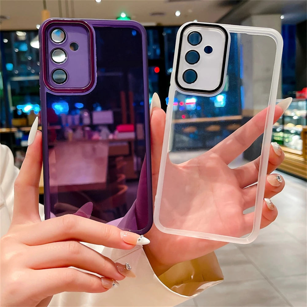 Plating Lens Soft Silicone Clear Case For Samsung S24 S23 S22 Ultra Plus  Cover