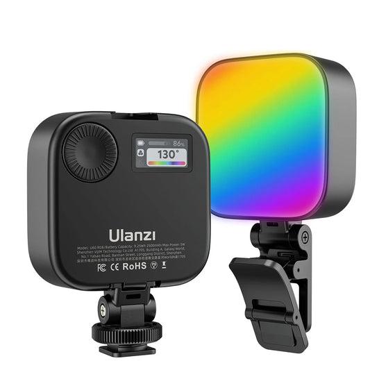 U60 Mini Pocket LED Video Lamp – RGB 2500-9000K Rechargeable Photography Light with LCD Screen & Cold Shoe Mount
