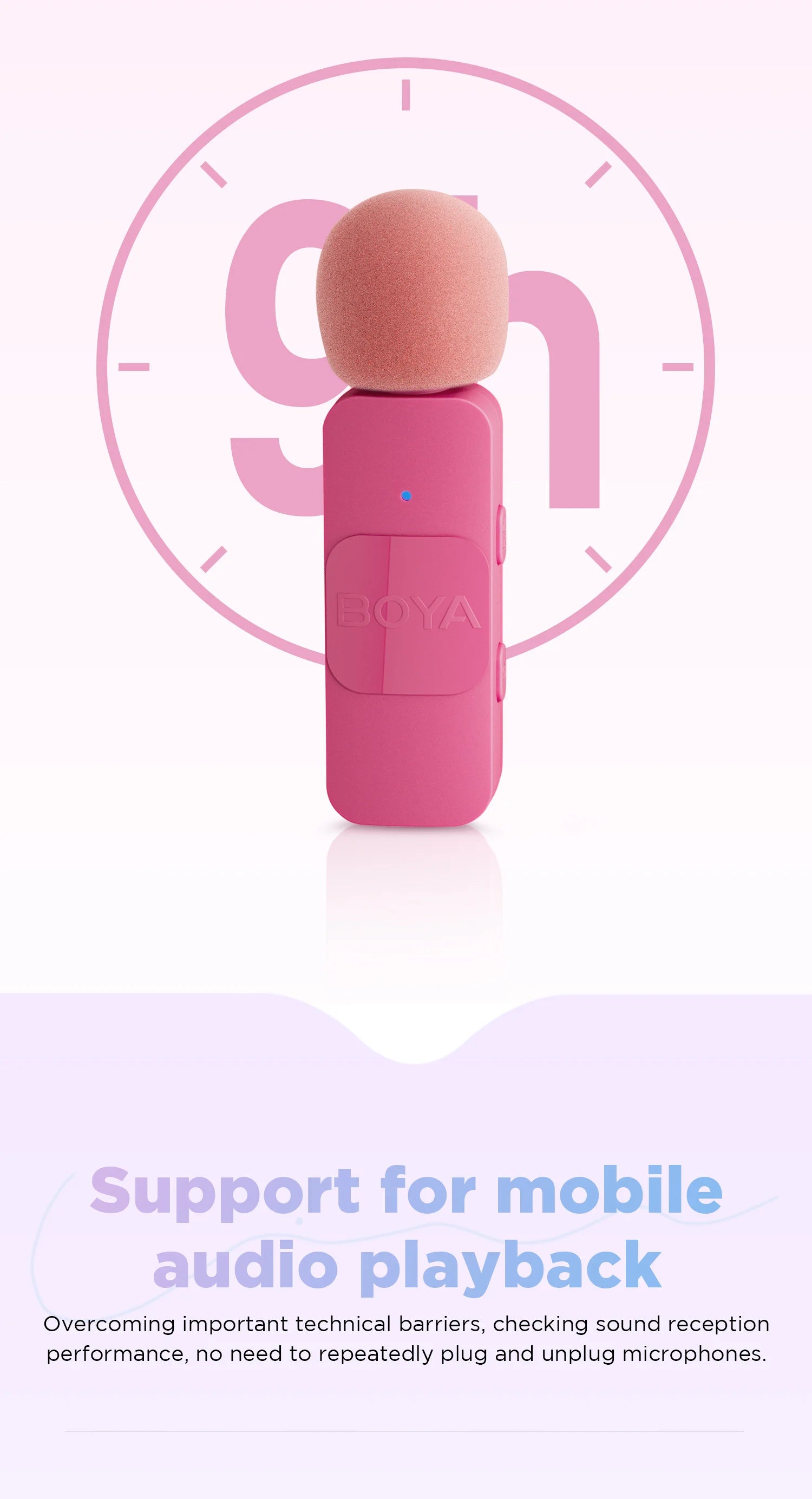 BY-V2-P Wireless Lavalier Microphone Portable Audio Video Recording Mini Mic for iPhone Android Vlog Gaming Phone Mic