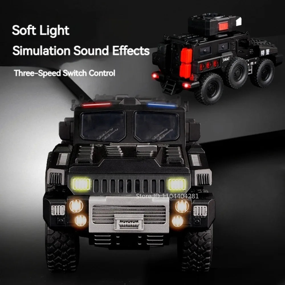 1:50 Alloy Armored Car Diecast Model Toy Sound Light Pull Back Doors Opened Miniature Missile Vehicle for  Boy Collection Fun
