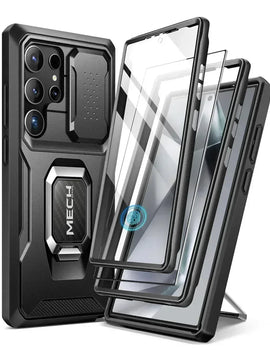 For Samsung Galaxy S24 Ultra Case Full-Body Shockproof with Ring Holder Built-in Front Frame Screen Protector Slide Camera cover
