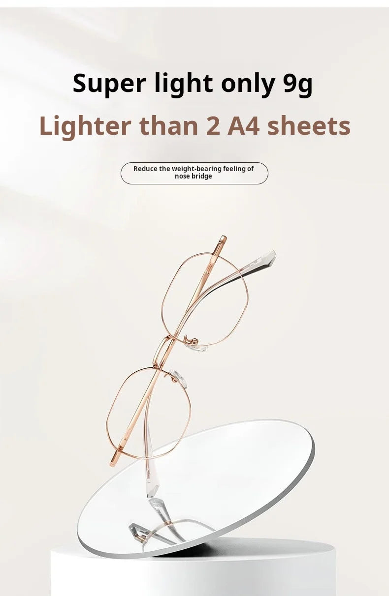 Retro Polygonal Lightweight Titanium Prescription Reading Glasses