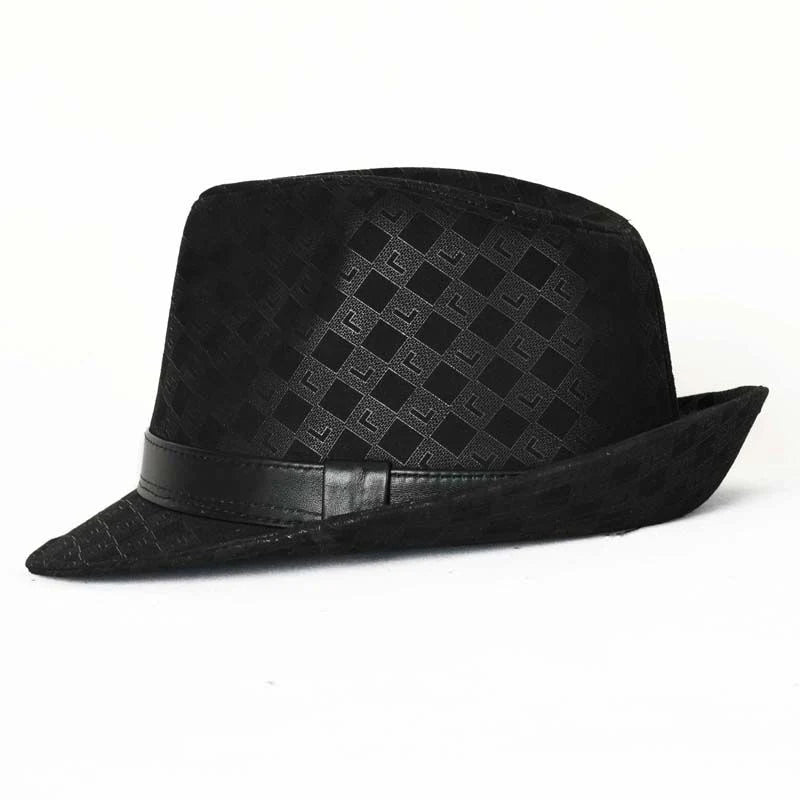 Male Perform High Quality Genuine Leather Print Jazz Fedora Gentleman Sheepskin Short Brim Top Hat Shows Topper