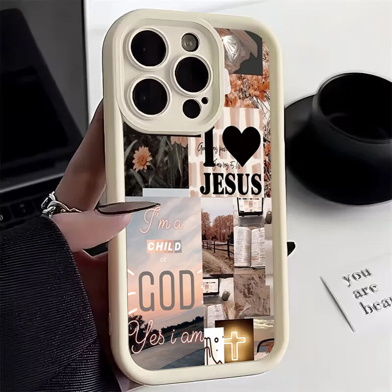 Jesus Collage Pattern Thick Shockproof Phone Case For iPhone 17 16 Pro Max Air 16E 15 14 Cover
