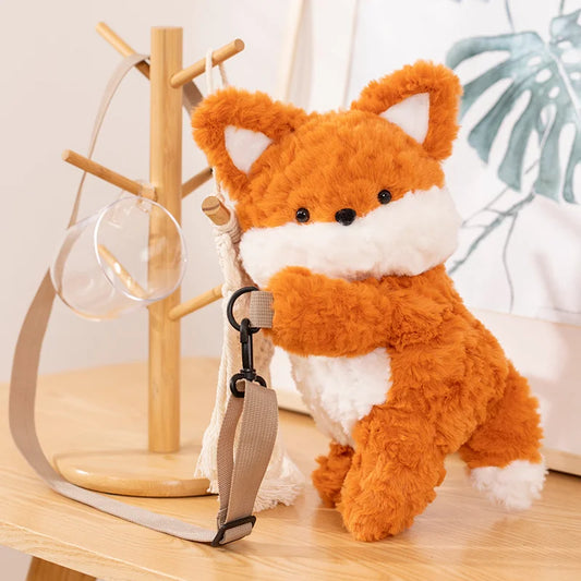 Cute Highland Cow Fox Plush Backpack Soft Shoulder Bag