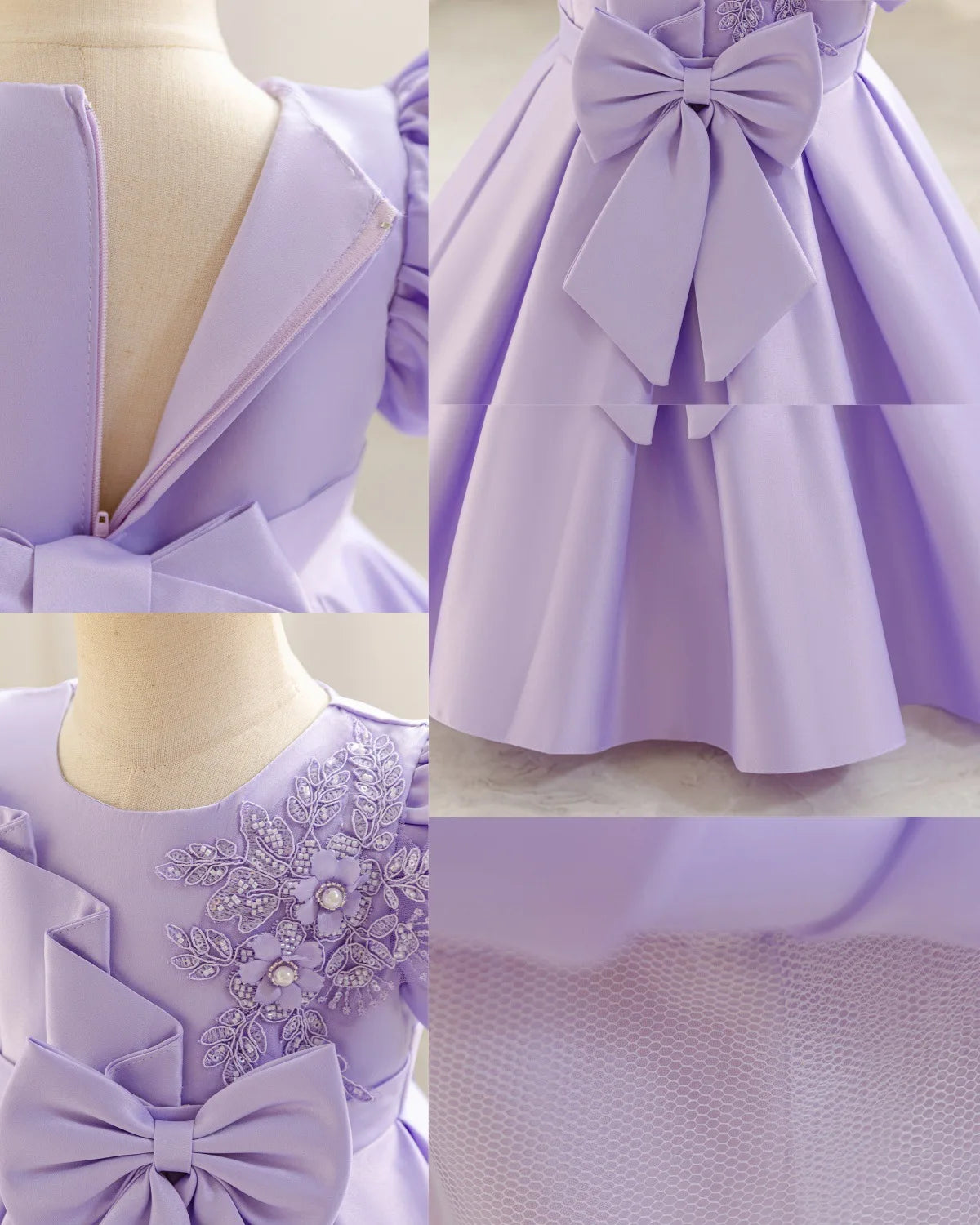 Baby Princess Party Dress with Bow and Bubble Sleeves
