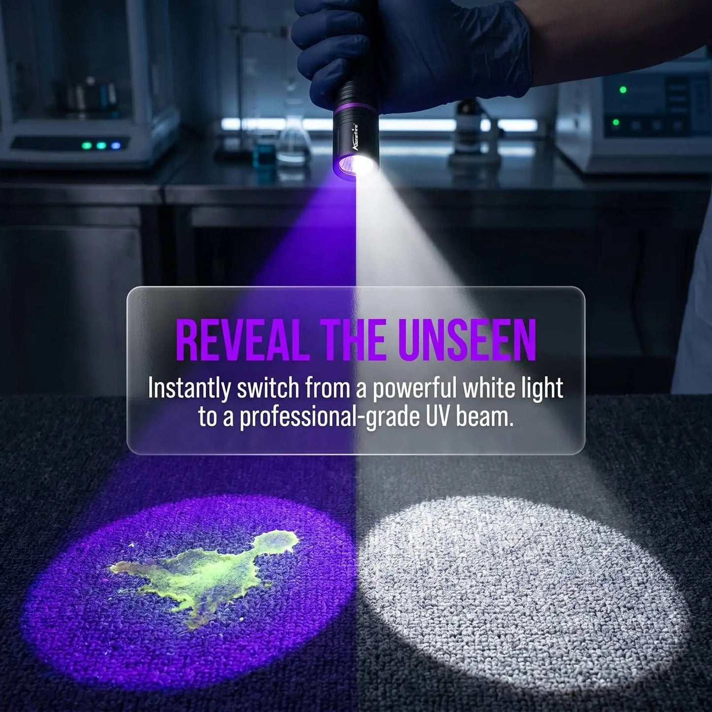 2 In 1 UV White Light Rechargeable Flashlight