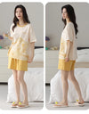 2-Pcs Women’s Cotton Pajama Set – Breathable Short Sleeve Summer Sleepwear with Cute Prints